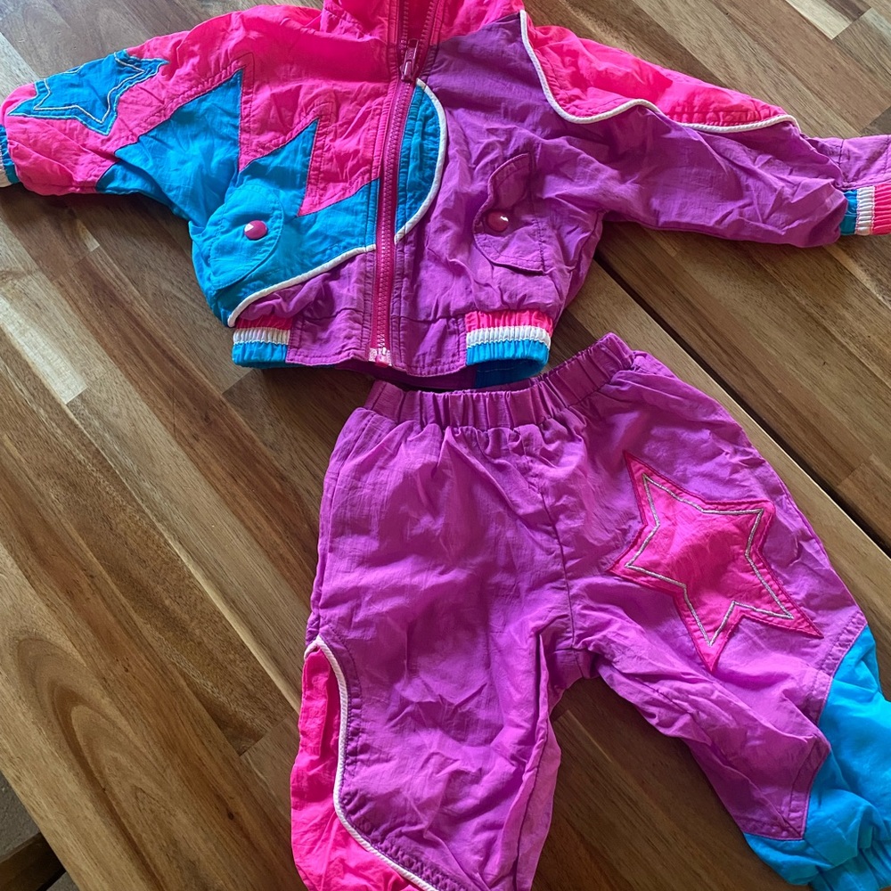 Vintage Weather Tamer Purple, Teal & Pink 12 Mo. Wind Breaker Suite